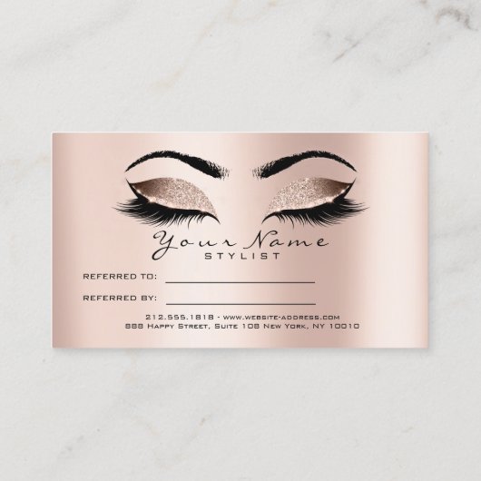 Salon-Referenzkarte Skinny Makeup Pink Rose Lashes Empfehlungskarte (Rückseite)