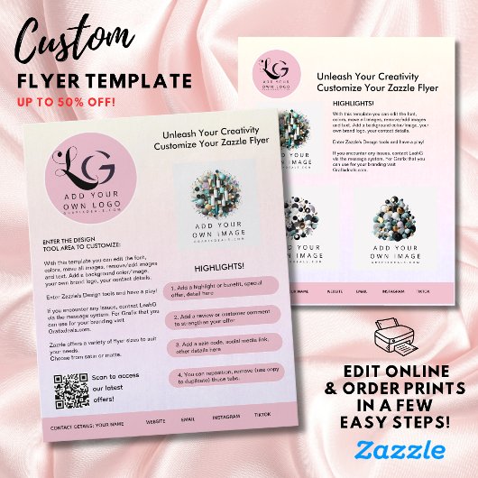 ⭐️ SALON SCHAUTY BLUSH PINK Einfache LOGO-Vorlage Flyer