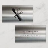 Salon-Schere und Comb-Logo | Metallic Visitenkarte (Vorne/Hinten)