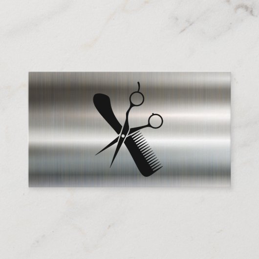 Salon-Schere und Comb-Logo | Metallic Visitenkarte (Vorderseite)