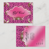 Salon-Schmuck-Geschenkgutschein-Leopard-Rosa-Krone Rabattkarte (Vorne/Hinten)
