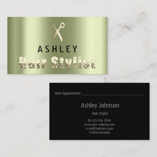 Salon Schwarzes Min Gold Karte (Vorne/Hinten)