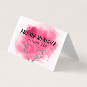 Salon Scissors Artistic Red Watercolor Visitenkarten