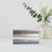 Salon Scissors | Barber | Metallisch Visitenkarte (Stehend Vorderseite)
