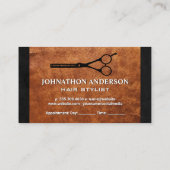 Salon Scissors | Braunleder Textur Terminkarte (Rückseite)