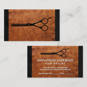 Salon Scissors   Braunleder Textur Terminkarte