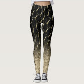Salon Scissors Gold Glitzer Gradient Monogram Leggings (Vorderseite)