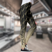 Salon Scissors Gold Glitzer Gradient Monogram Leggings