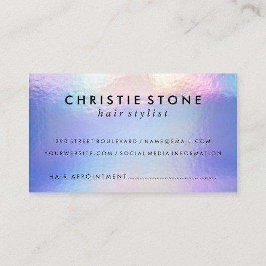 Salon Scissors | Holografischer Iridescent Terminkarte (Rückseite)