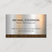 Salon Scissors | Holz Metallic Visitenkarte (Rückseite)