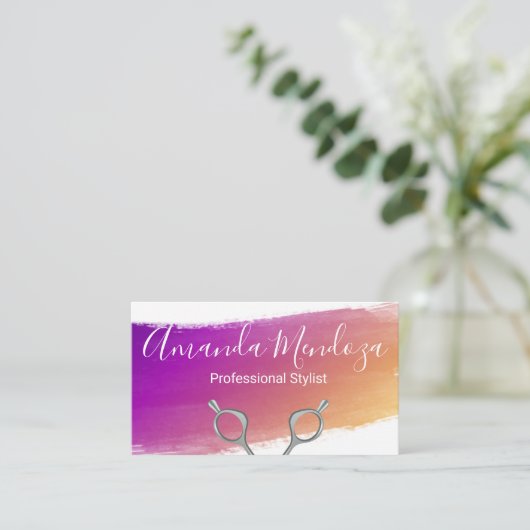Salon Scissors | Künstlerische Pinsel Visitenkarte (Stehend Vorderseite)