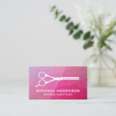 Salon Scissors | Magenta Geometric Visitenkarte (Stehend Vorderseite)