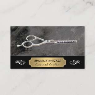 Salon Scissors   Marmor   Gold Metallic Visitenkarte