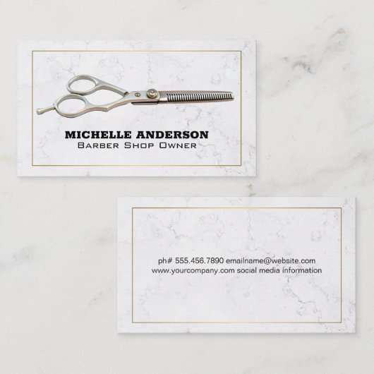 Salon Scissors | Marmor Visitenkarte (Vorne/Hinten)