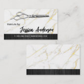 Salon Scissors | Marmorholz Visitenkarte (Vorne/Hinten)