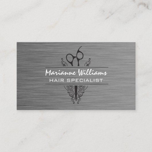 Salon Scissors | Metallgewebe Visitenkarte (Vorderseite)