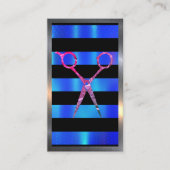 Salon Scissors | Metallische Streifen Terminkarte (Vorderseite)