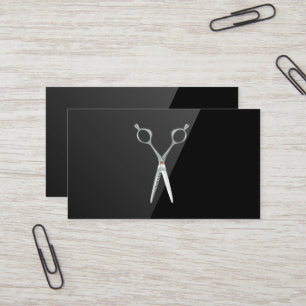 Salon Scissors Schwarzer Hochglanz Visitenkarte