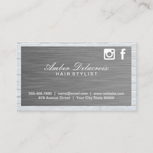 Salon Scissors | Stahl und Ziegelstein | QR-Code Visitenkarte (Rückseite)