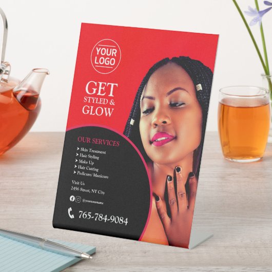 Salon Services Custom Pedestal Sign Sockelschild (In Situ)