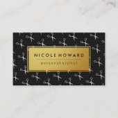 Salon Shears Gold Frame Schwarz Hintergrund Visitenkarte (Vorderseite)