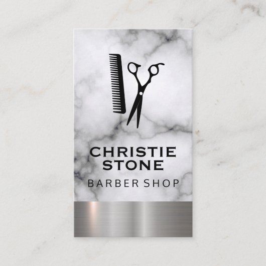 Salon Shears Marble Metal Trial Visitenkarte (Vorderseite)