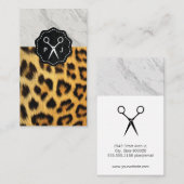 Salon Shears Monogram Marble Trim Cheetah Visitenkarte (Vorne/Hinten)