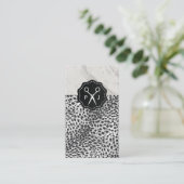Salon Shears Monogram Marble Trim Leopard Visitenkarte (Stehend Vorderseite)