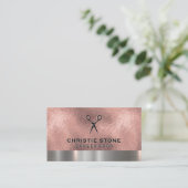 Salon Shears Rose Gold Foil Metallic Trimm Visitenkarte (Stehend Vorderseite)