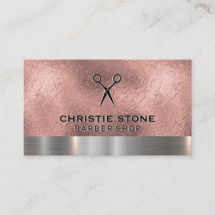 Salon Shears Rose Gold Foil Metallic Trimm Visitenkarte