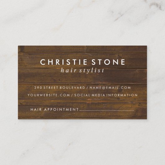 Salon Shears Rustic Wood Appointing Card Terminkarte (Rückseite)