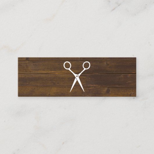 Salon Shears Rustic Wood Mini Visitenkarte (Vorderseite)