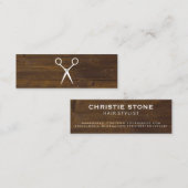 Salon Shears Rustic Wood Mini Visitenkarte (Vorne/Hinten)