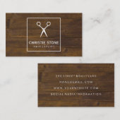 Salon Shears Rustic Wood White Box Visitenkarte (Vorne/Hinten)