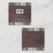 Salon Shears Rustikale Holzmetallschneide Quadratische Visitenkarte (Vorne/Hinten)