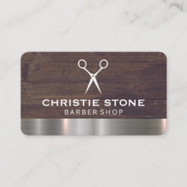 Salon Shears Rustikale Holzmetallschneide Visitenkarte