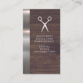 Salon Shears Rustikale Holzmetallschneide Visitenkarte (Rückseite)