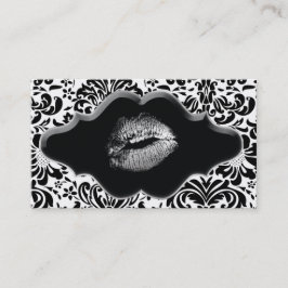 Salon Spa Business Card Black Silver Lips Visitenkarte