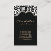 Salon Spa Business Card Bronze Gold Damask Visitenkarte (Rückseite)
