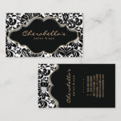 Salon Spa Business Card Bronze Gold Damask Visitenkarte (Vorne/Hinten)