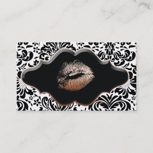 Salon Spa Business Card Bronze Gold Lips Visitenkarte (Vorderseite)
