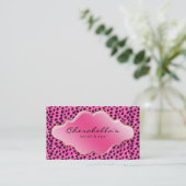Salon Spa Business Card Pink Leopard Visitenkarte (Stehend Vorderseite)