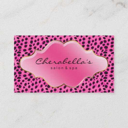 Salon Spa Business Card Pink Leopard Visitenkarte (Vorderseite)