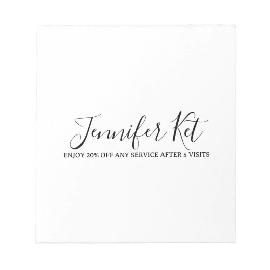 Salon spa business discount offer website visits a notizblock (Vorderseite)