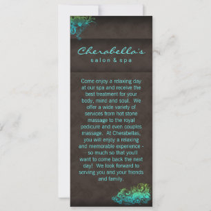 Salon-Spa-Einladung - Rack Card Floral Blau Grün Einladung