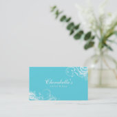 Salon Spa Floral Business Card Swirls Blue Visitenkarte (Stehend Vorderseite)