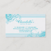 Salon Spa Floral Business Card Swirls Blue Visitenkarte (Rückseite)