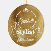 Salon Stylist Friseur Monogram Modern Gold Keramik Ornament (Links)