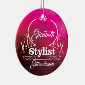 Salon-Stylist-Friseur-Monogramm-modernes Rosa Keramik Ornament (Rechts)