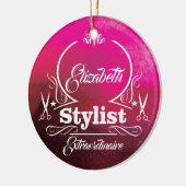Salon-Stylist-Friseur-Monogramm-modernes Rosa Keramik Ornament (Links)